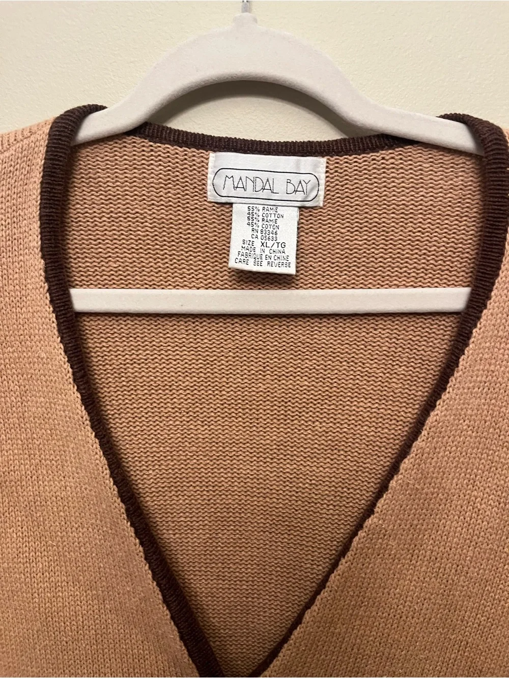 Vintage Mandal Bay Poodle Faux Fur Cardigan Women's Size XL Tan Brown